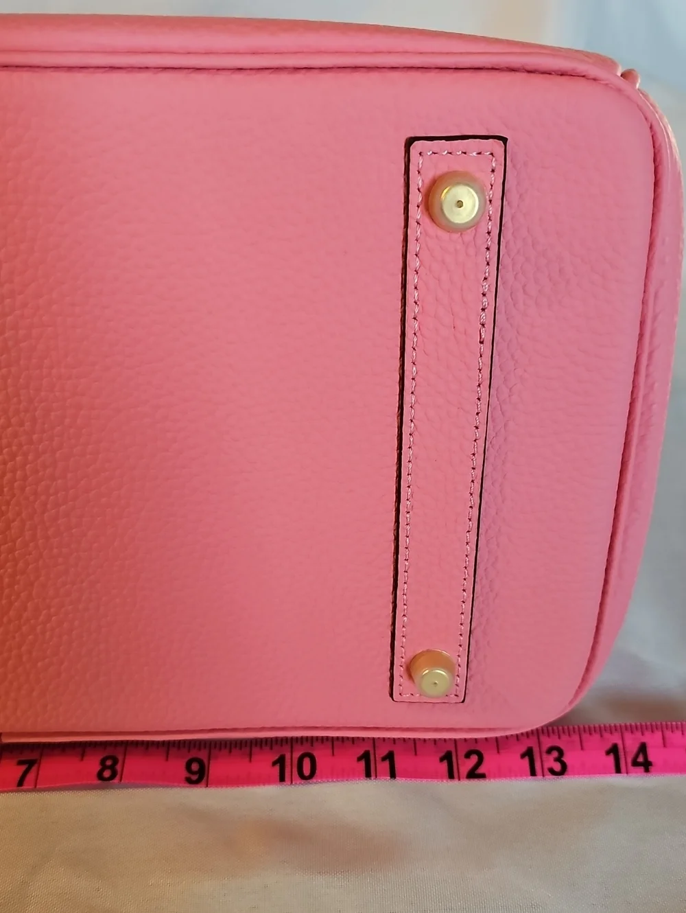 Pink Structured Leather Tote Handbag